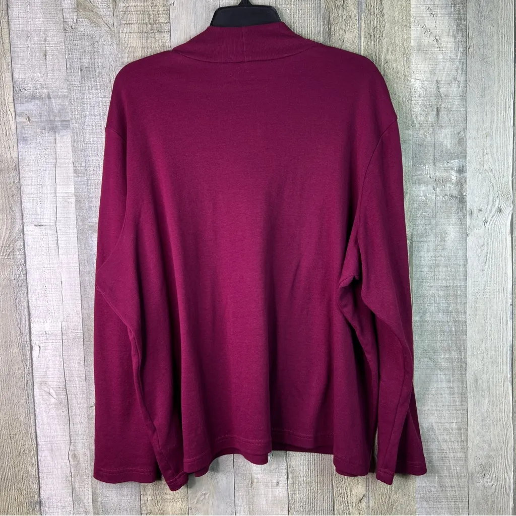 Gloria Vanderbilt 2X Raspberry Long Sleeve Mock Neck Tunic Top - Image 2