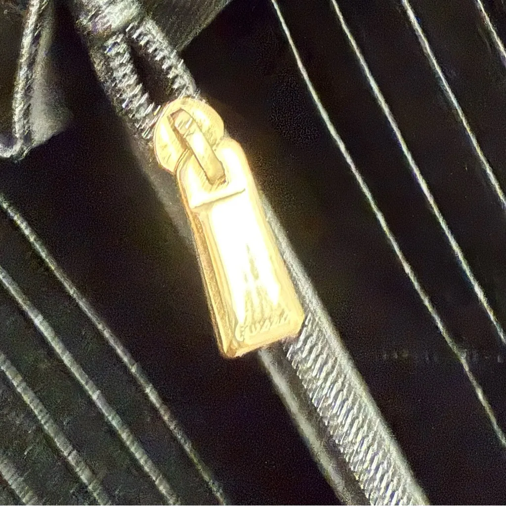 FURLA Black Saffiano Textured Leather Zip Around Gold-tone Zip Pull Wallet 8”X4” - Image 9