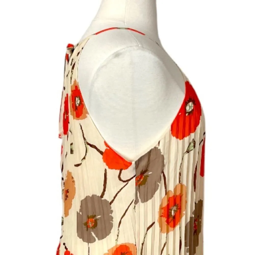 Ellames NEW Dress Pleated Shift Halter Neck Cream Orange Floral Women’s 2XL Plus Size 2X - Image 11