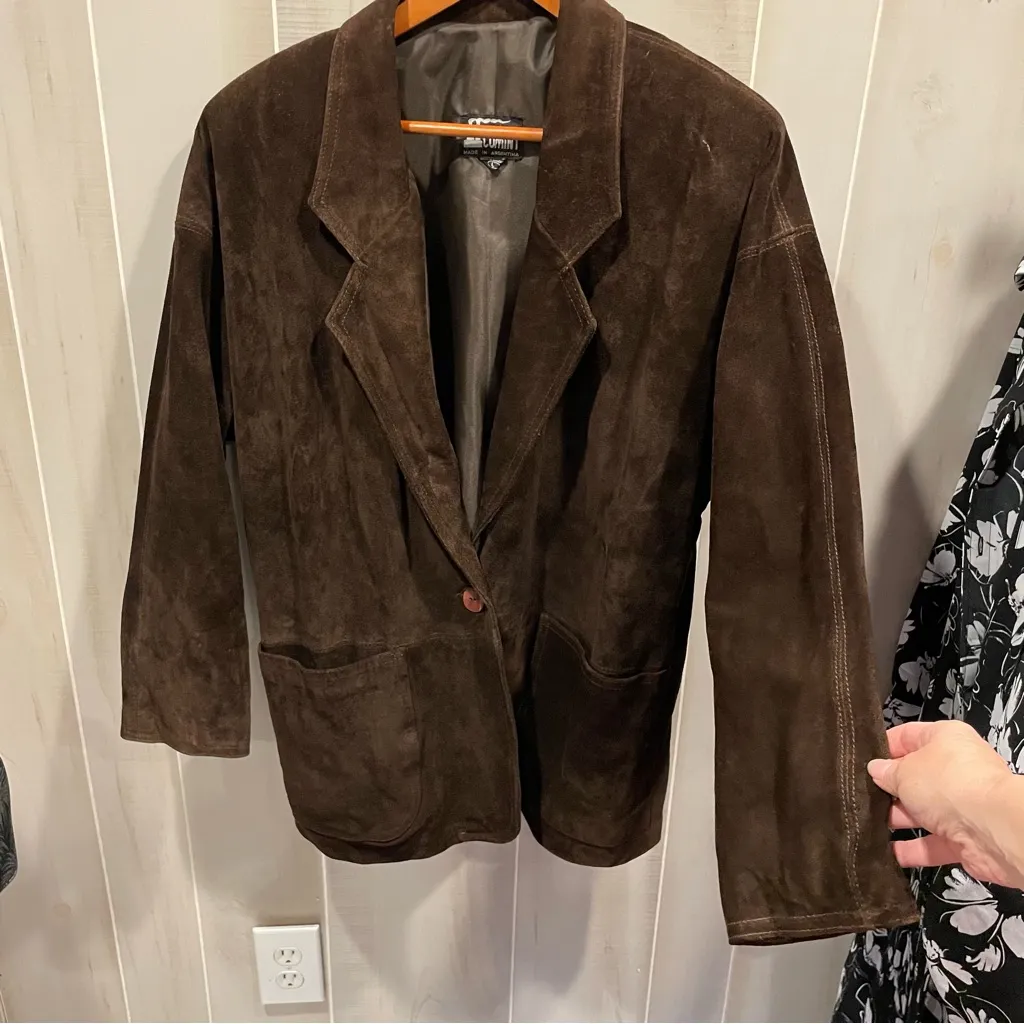 Vintage 70’s chocolate suede oversized blazer Comint Argentina lined pockets Brown Size L - Image 5