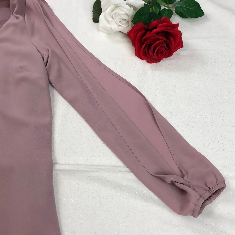 Tobi Mauve Cold Shoulder Open Arm Blouse S - Image 3