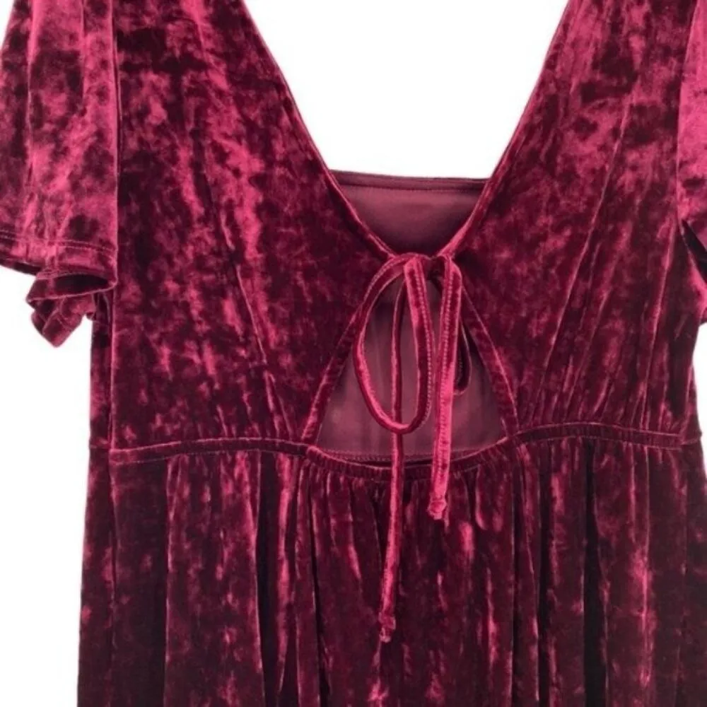 Crushed Velvet Babydoll Dress Goth Vamp Y2K Red Size L - Image 8