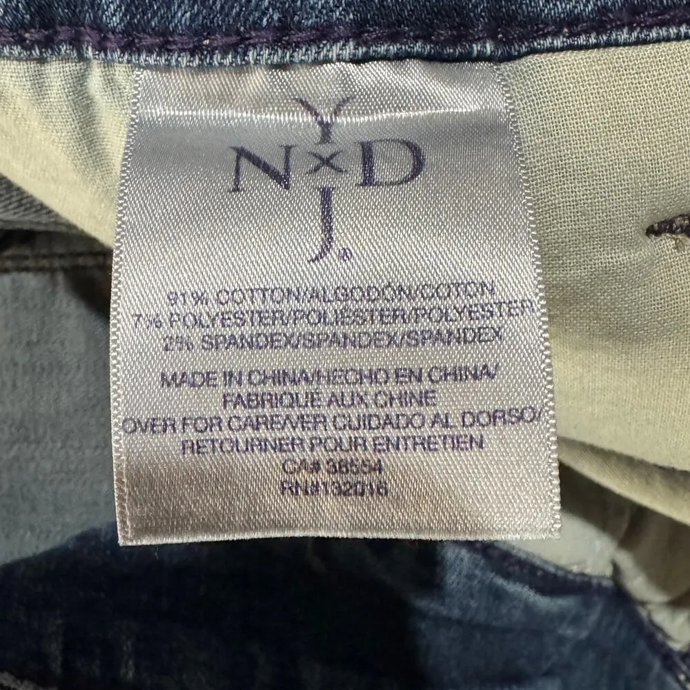 NYDJ SZ 14 Bootcut Jeans Hi-Rise Pocket Medium Wash Stretch Zip-Fly Whisker Blue - Image 8