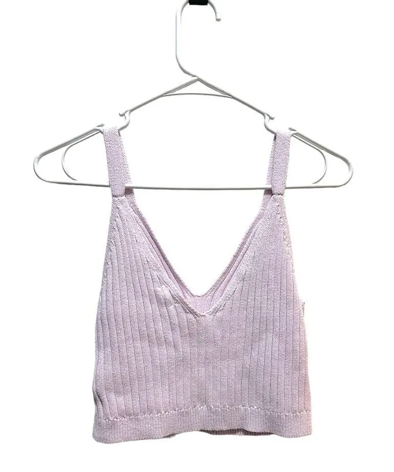 Aerie Cropped Pink Sweater Tank Top - Image 2