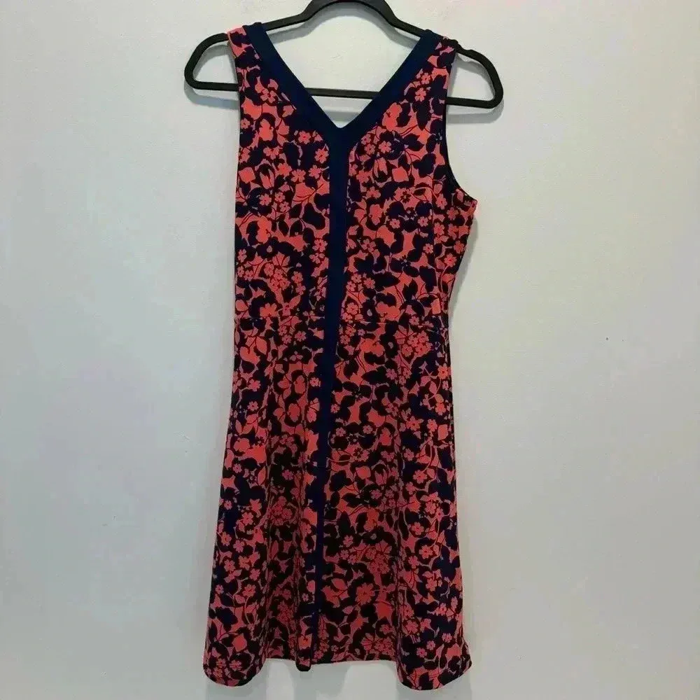 Title Nine Hillary Fleur Coral Reef Fit Flare V Neck Sleeveless Floral Dress s - Image 5