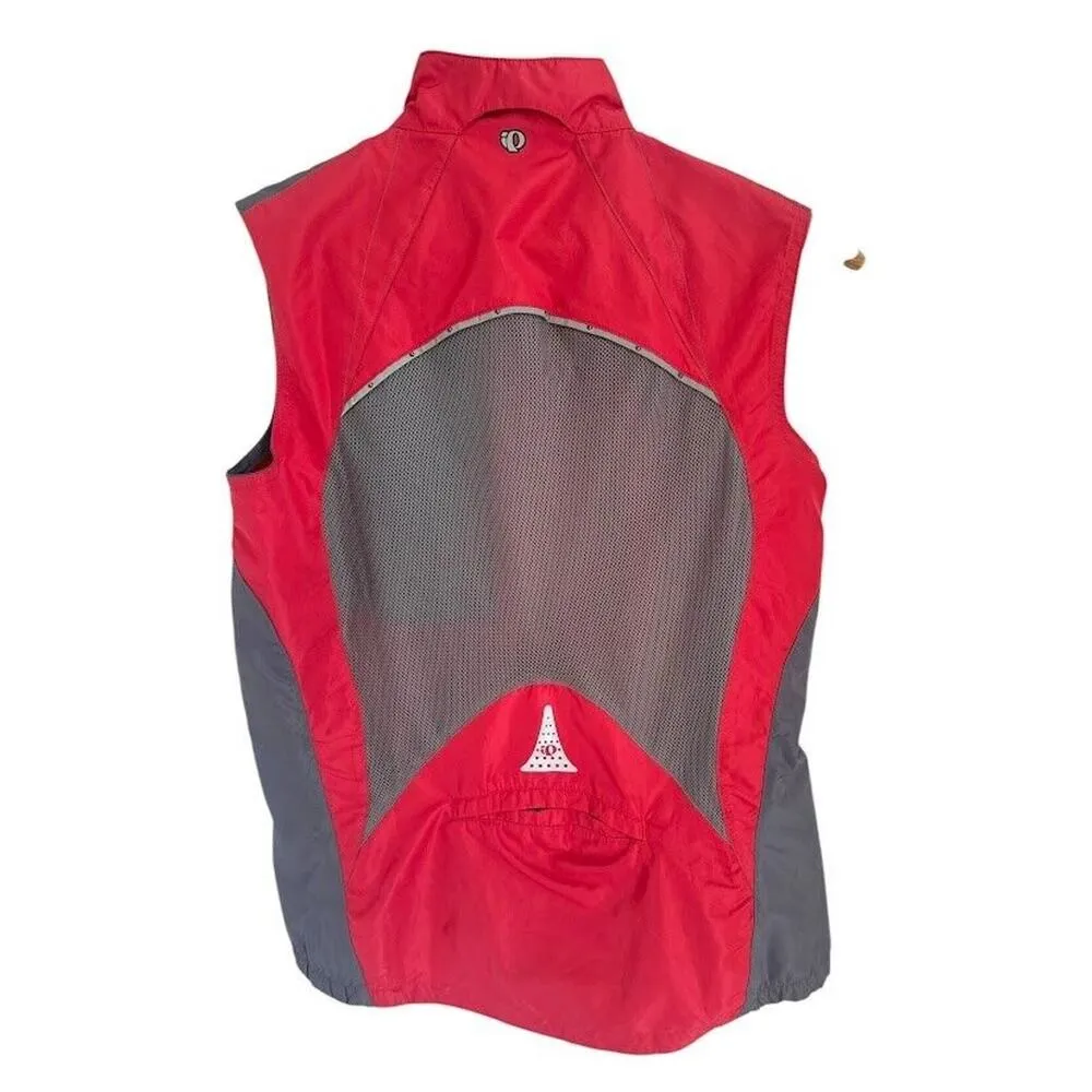 Pearl Izumi Red Grey Sleeveless Full Zip Pocket Cycling Bike Windbreaker Vest M - Image 3