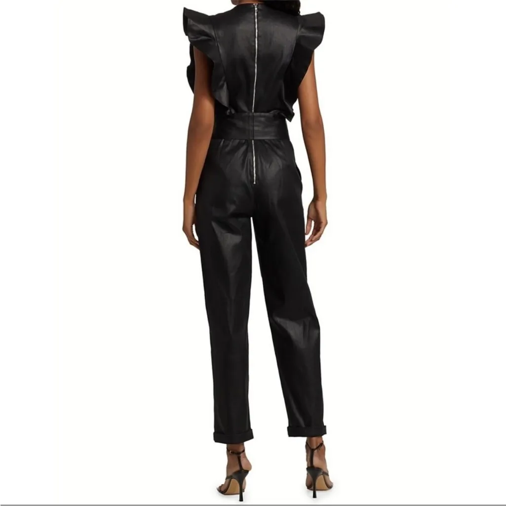 NWOT 7 For All Mankind Black Jumpsuit with Ruffle Sleeves Size Small - Image 4