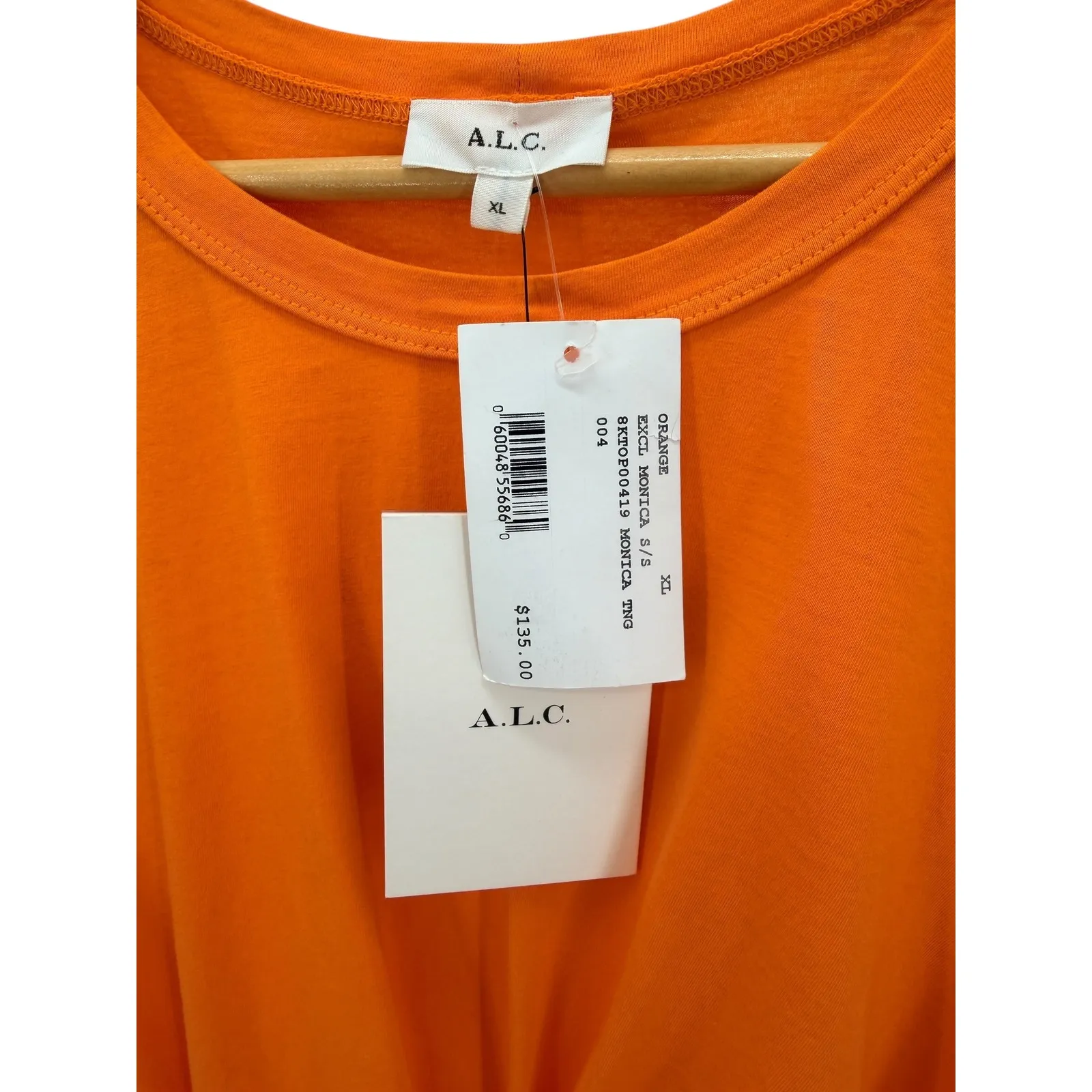 A.L.C. Josie Orange Tie Waist Puff Sleeve Cotton Top XL NWT Wrap Resort Vacation - Image 4