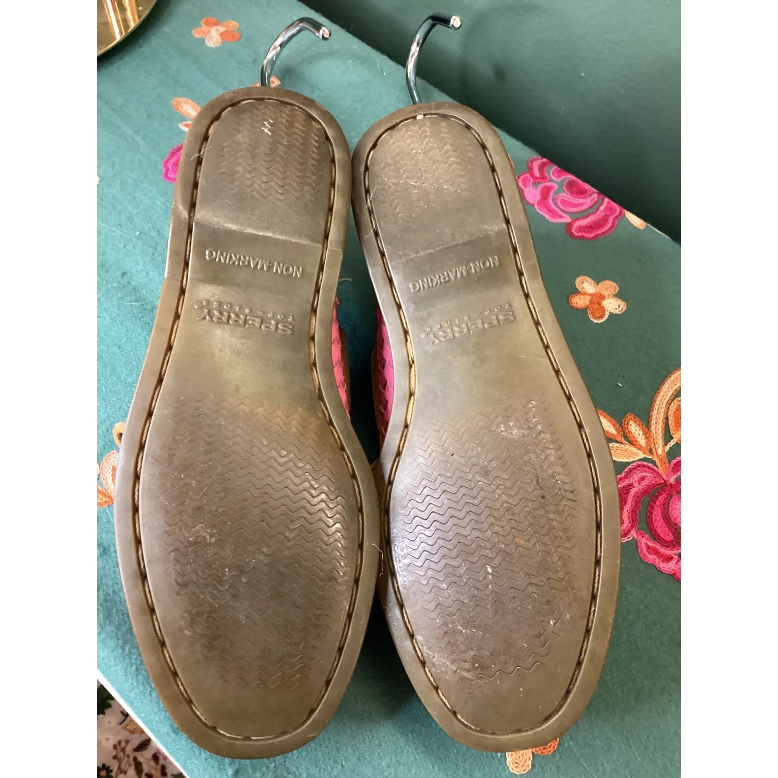 Sperry Top Sider Women's Pink Woven Leather Boat Shoes Size 6M - Image 6