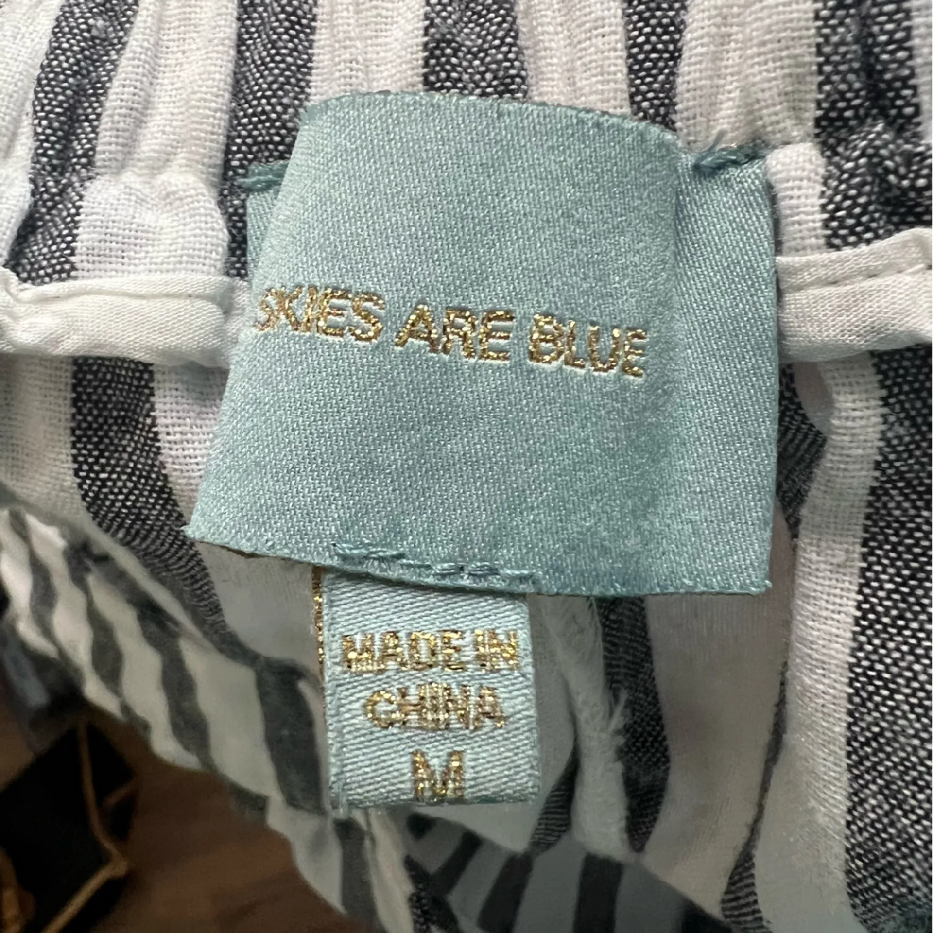 Skies Are Blue Black White Striped Cotton Pants M Pull-On High Rise - Image 7