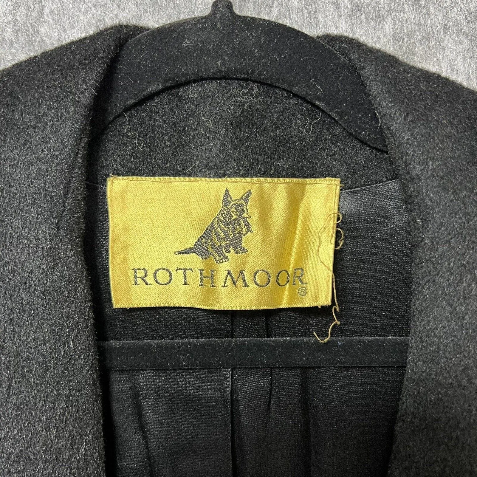 Vintage Rothmoor Coat Black Wool‎ 40s 50s Mid Century Union Made A Line Overcoat Size undefined - Image 4