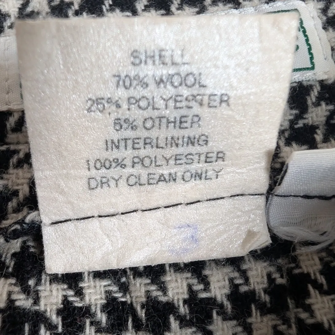 Vintage 90s Houndstooth Wool Skirt  Stephanie Andrews Black White A-Line Pleated - Image 4