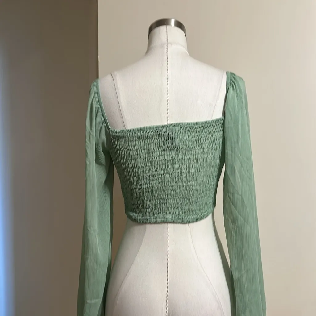 NWOT Breezy Chiffon Cropped Corset Blouse - Image 6