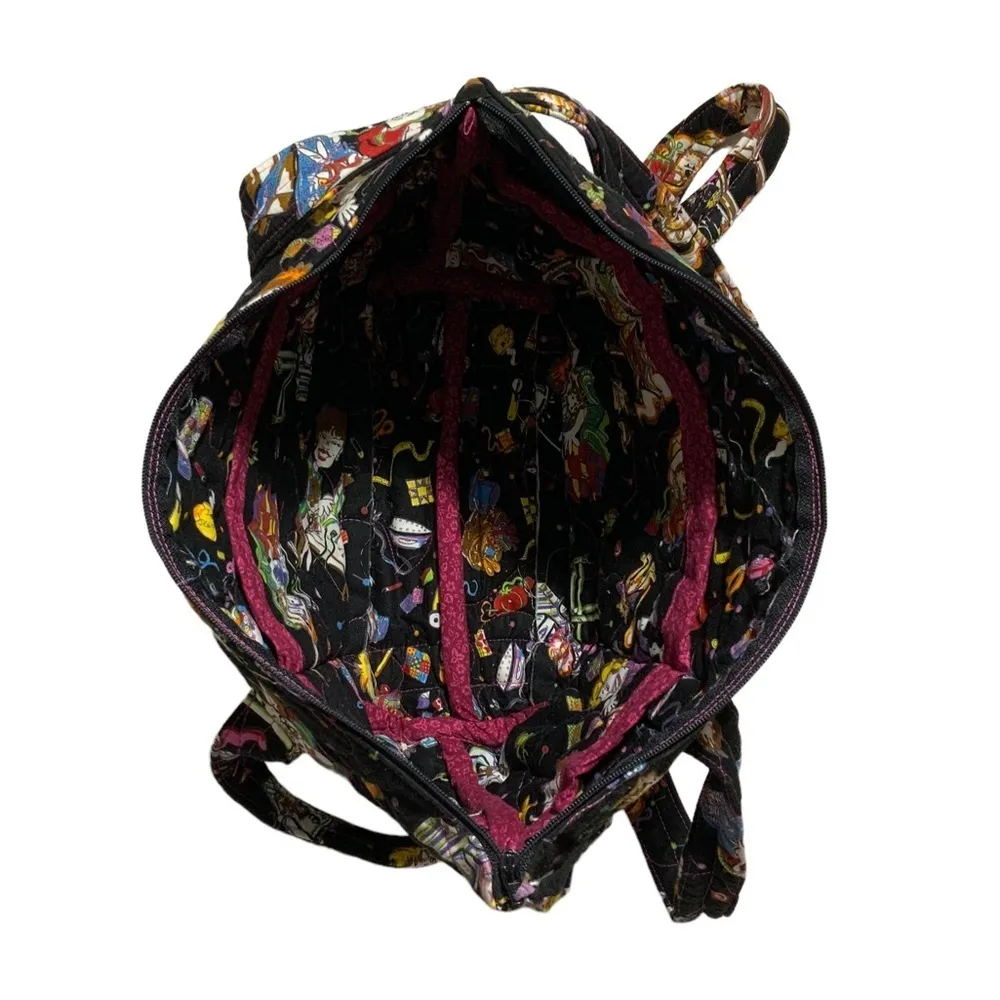 Cat Theme Tote Bag Hand Made Quilted Large Long Shoulder Strap Black Multicolor - Image 4