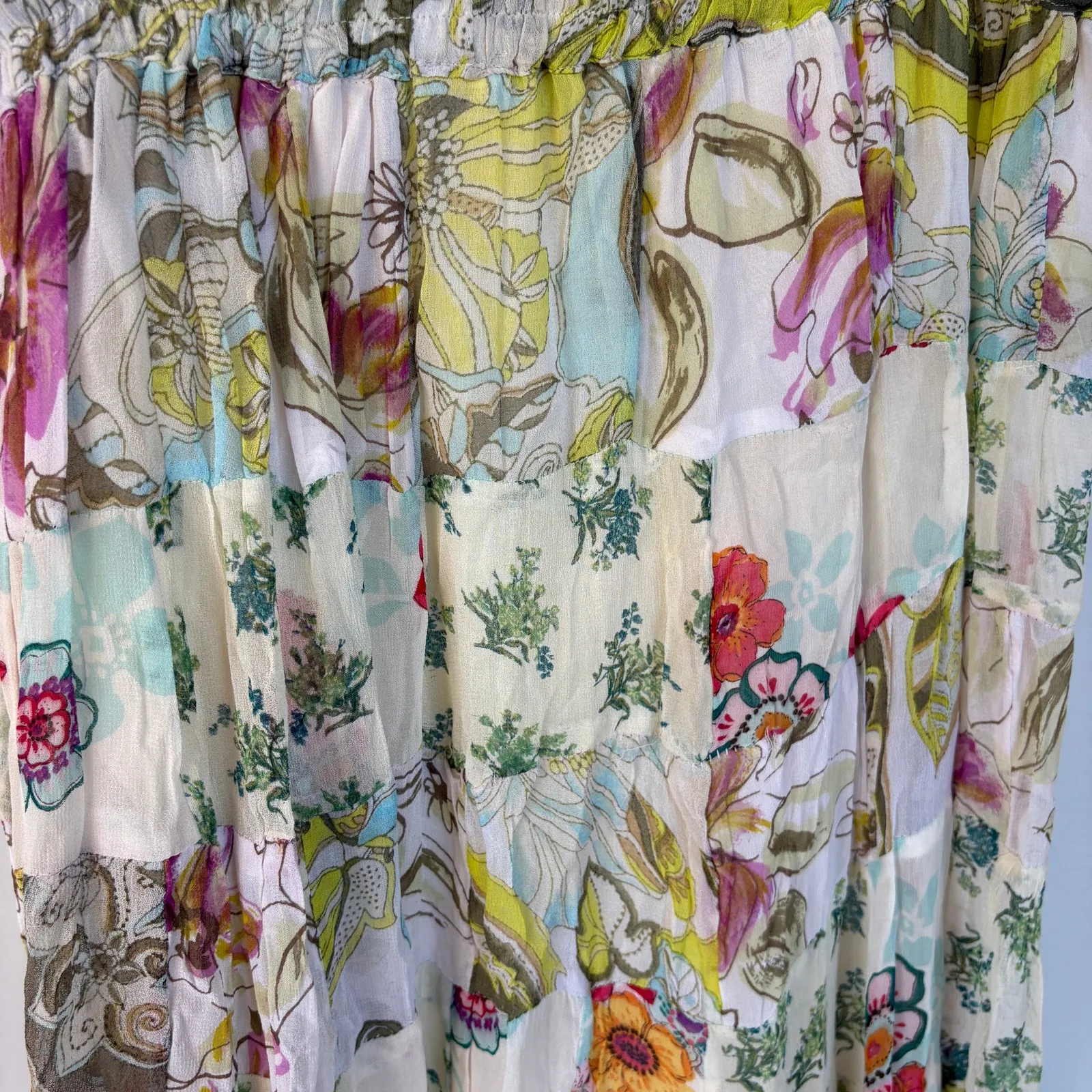 Floral Prairie Tiered Midi Skirt Bohemian Spring Fairy Flowy Gauzy Ethereal - Image 7