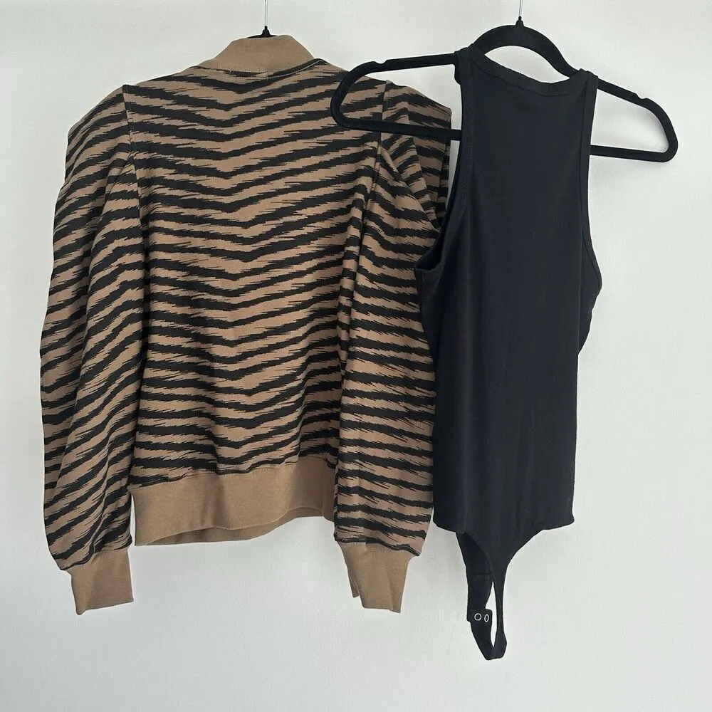 Agolde Sweatshirt Bodysuit Lot Womens S XS Crew Neck Folded Sleeve Sweater Top - Image 5