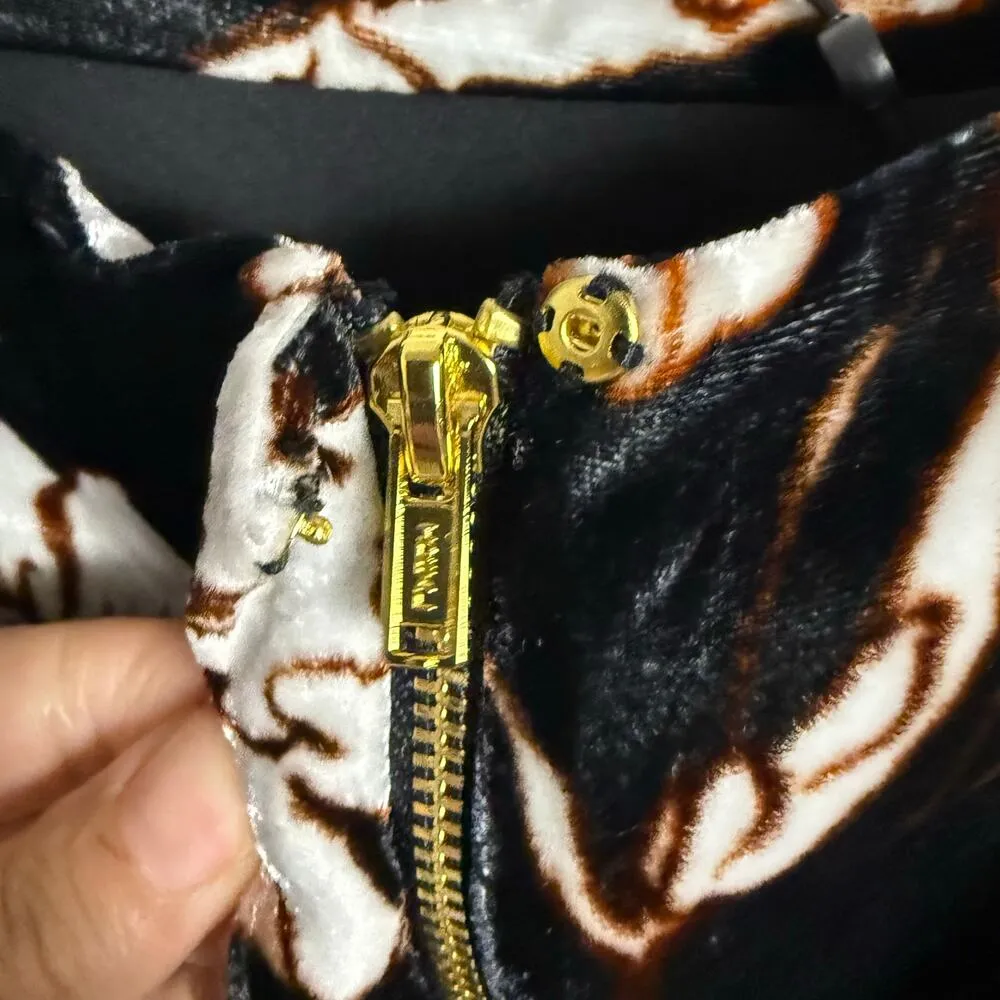 Cara Cara Adolophone Black Floral Print Velvet Square Neck Mini Dress Size Small - Image 14