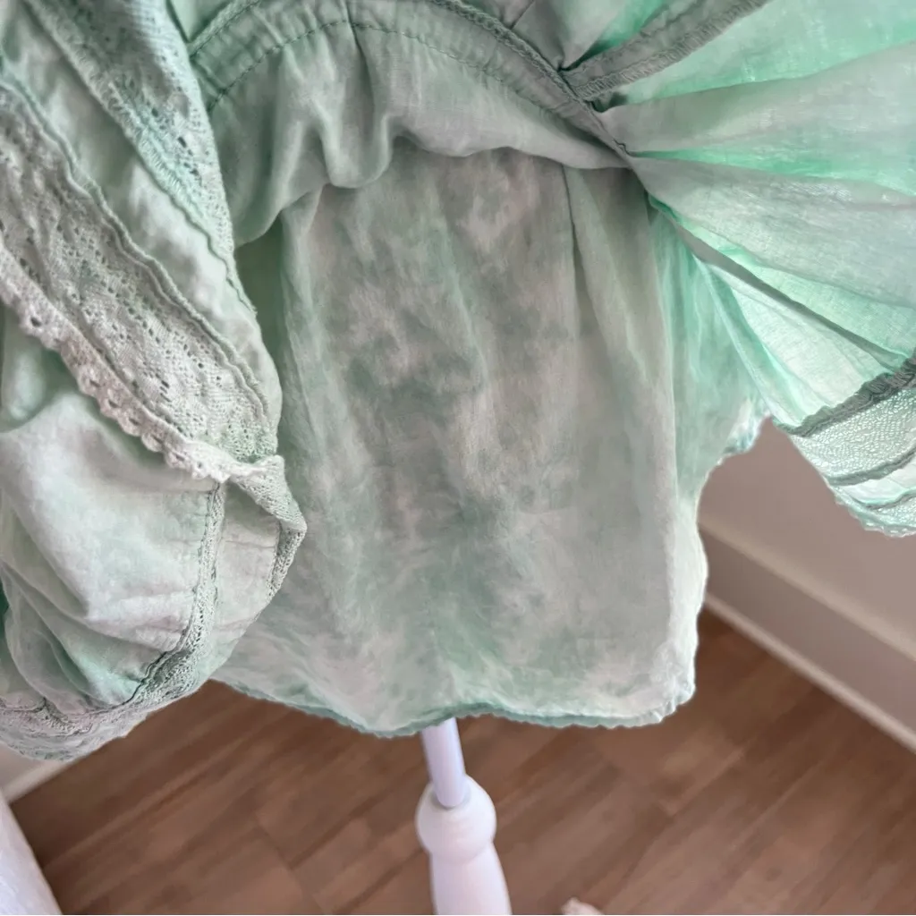 LoveShackFancy Ruffle Mini Skirt In Jade Mist Hand Dye - Image 6
