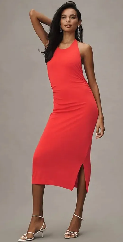 Slinky Knit Halter Dress by Anthropologie in Red, Size: XS