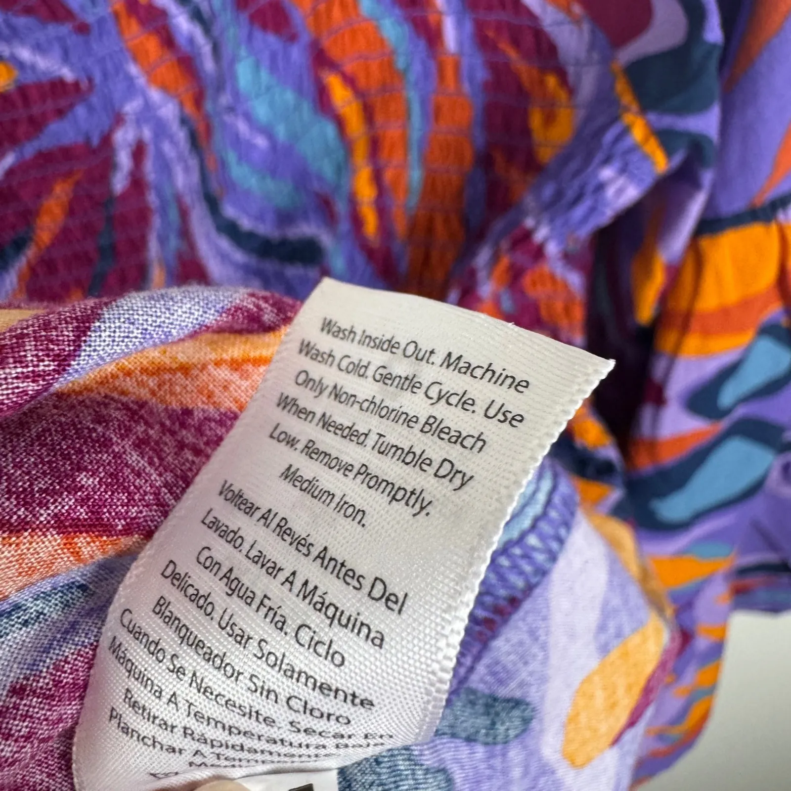 Terra & Sky Peasant Blouse Size 0X 14W Multicolor Psychedelic Smocked Colorful - Image 7