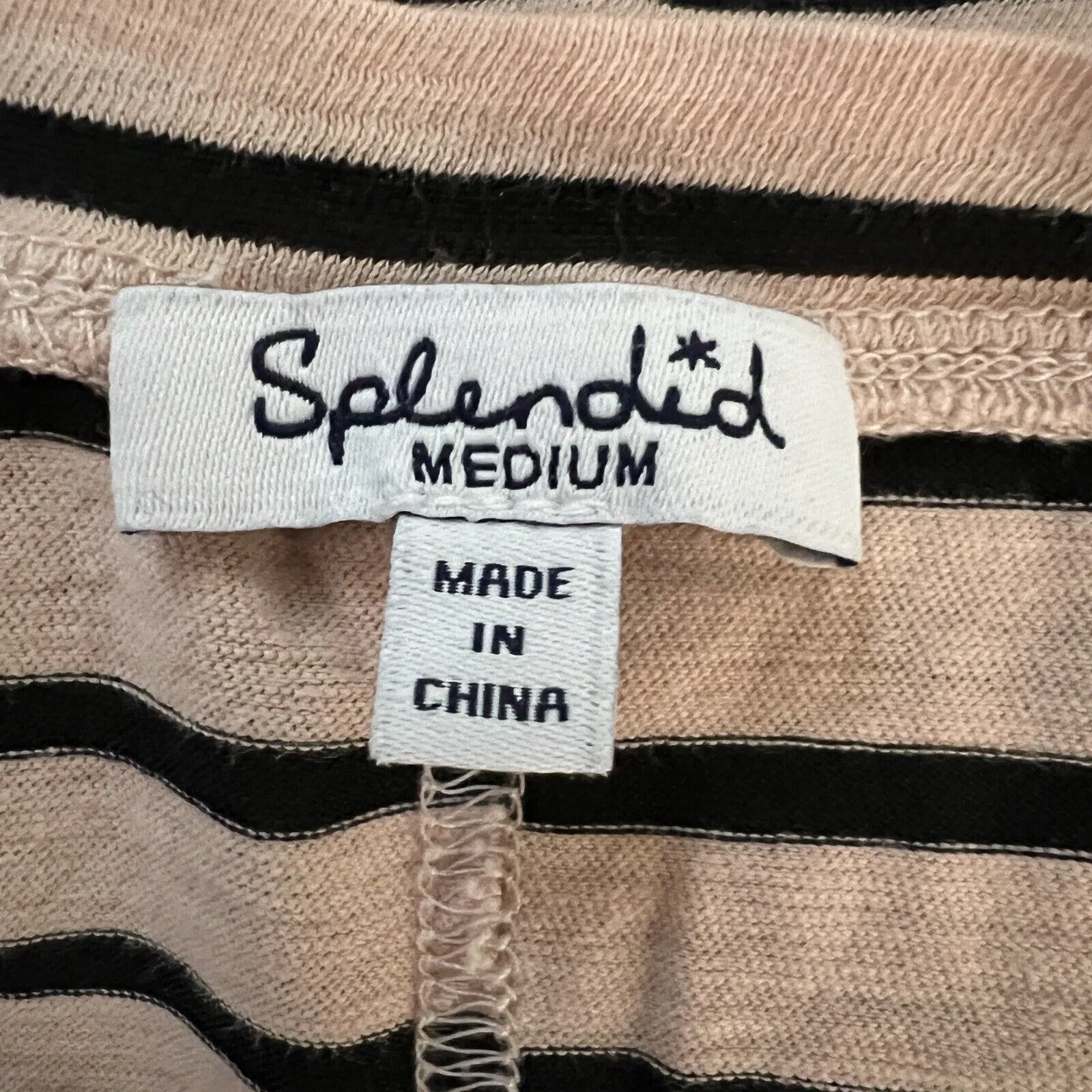 Splendid Shirt Womens Medium Pink Black Striped Casual Basic Neutral‎ Minimalist - Image 7