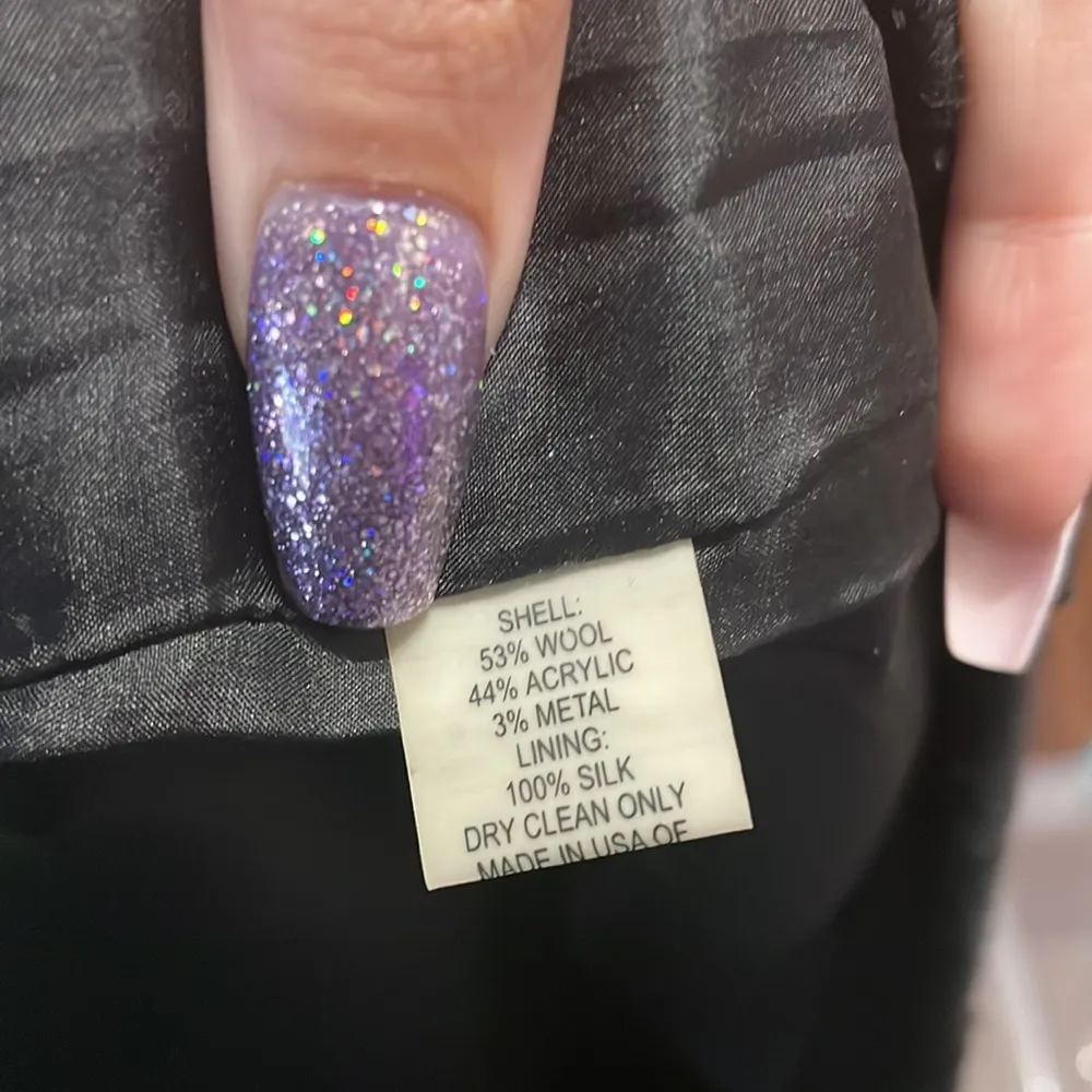 💙Peter Som Pleated Metallic Wool Skirt in Black - Image 7