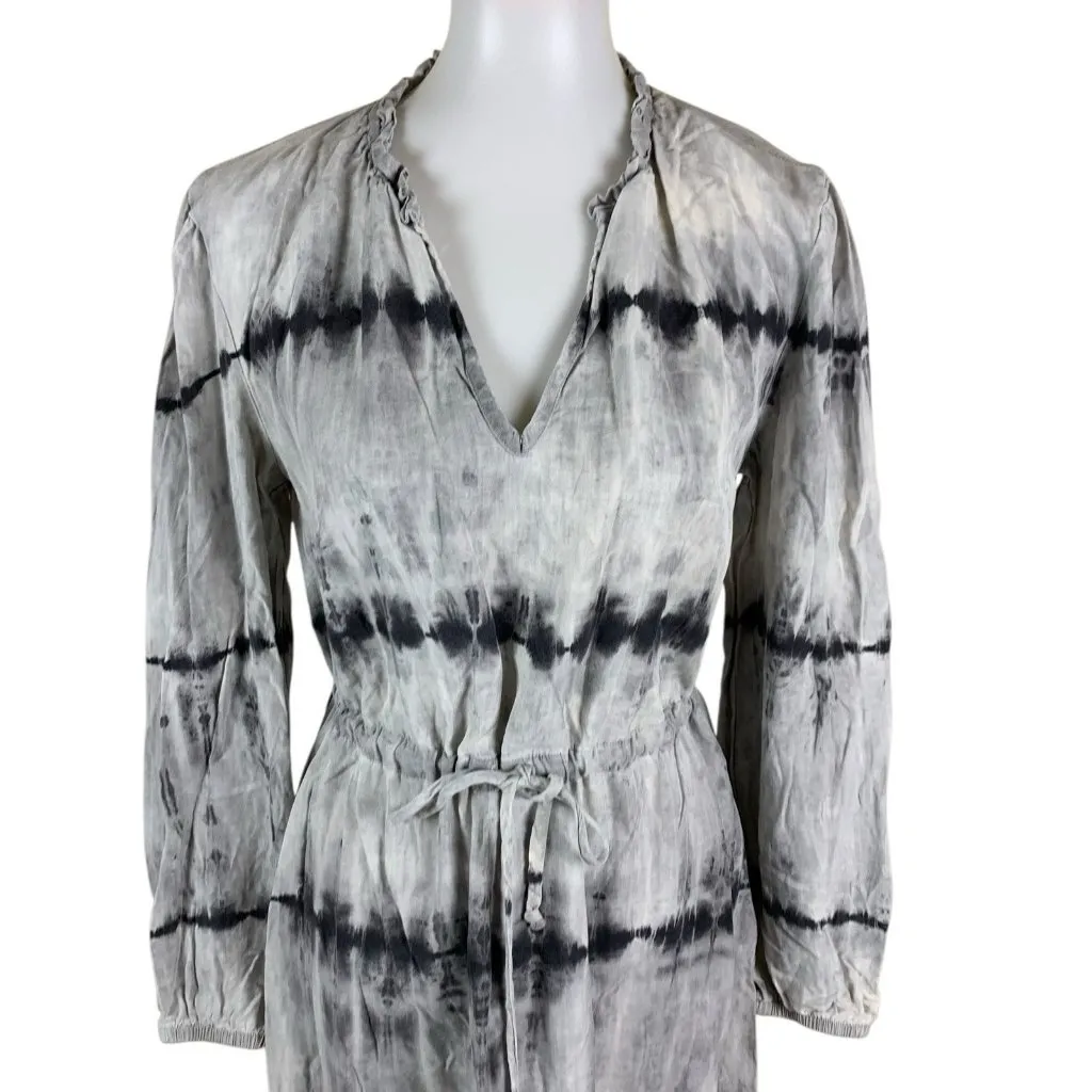 Cloth And Stone S Tie Dye Midi Dress Long Sleeve Drawstring Waist Boho Casual Gray Size undefined - Image 2