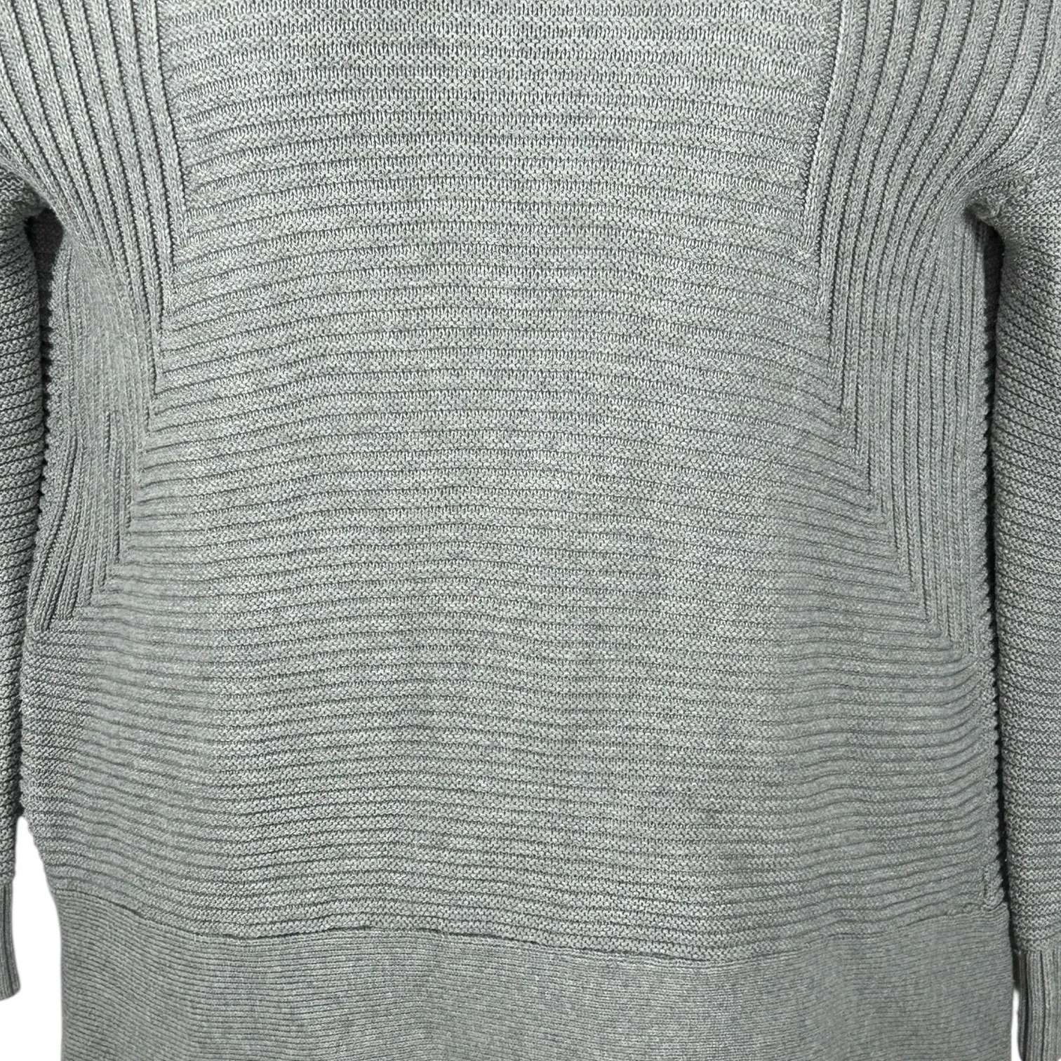 Vince Camuto Grey Mock Neck Ribbed Sweater Medium Cotton Minimalist - Image 4