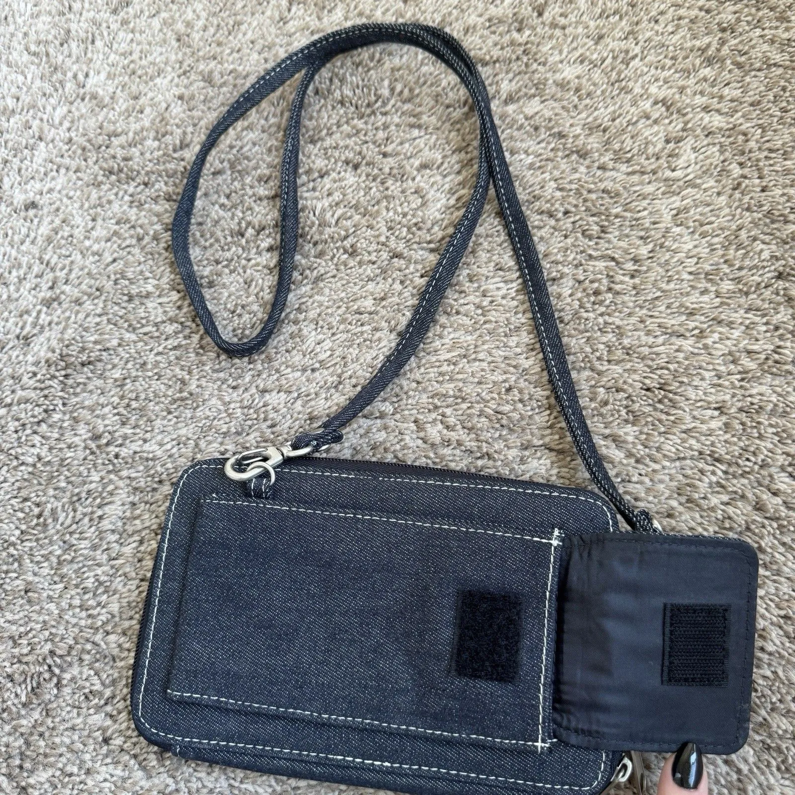 👜 Denim Crossbody Wallet Purse Clutch With Phone Pockets Y2K Denim Wallet Purse Blue - Image 2
