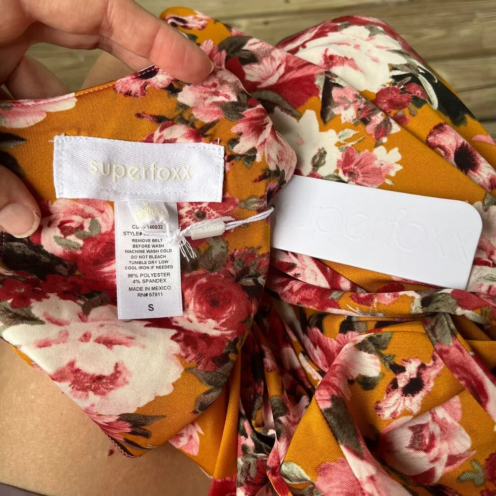 Superfoxx Yellow, Pink And White Floral Sleeveless Midi Dress Size S. NEW - Image 7