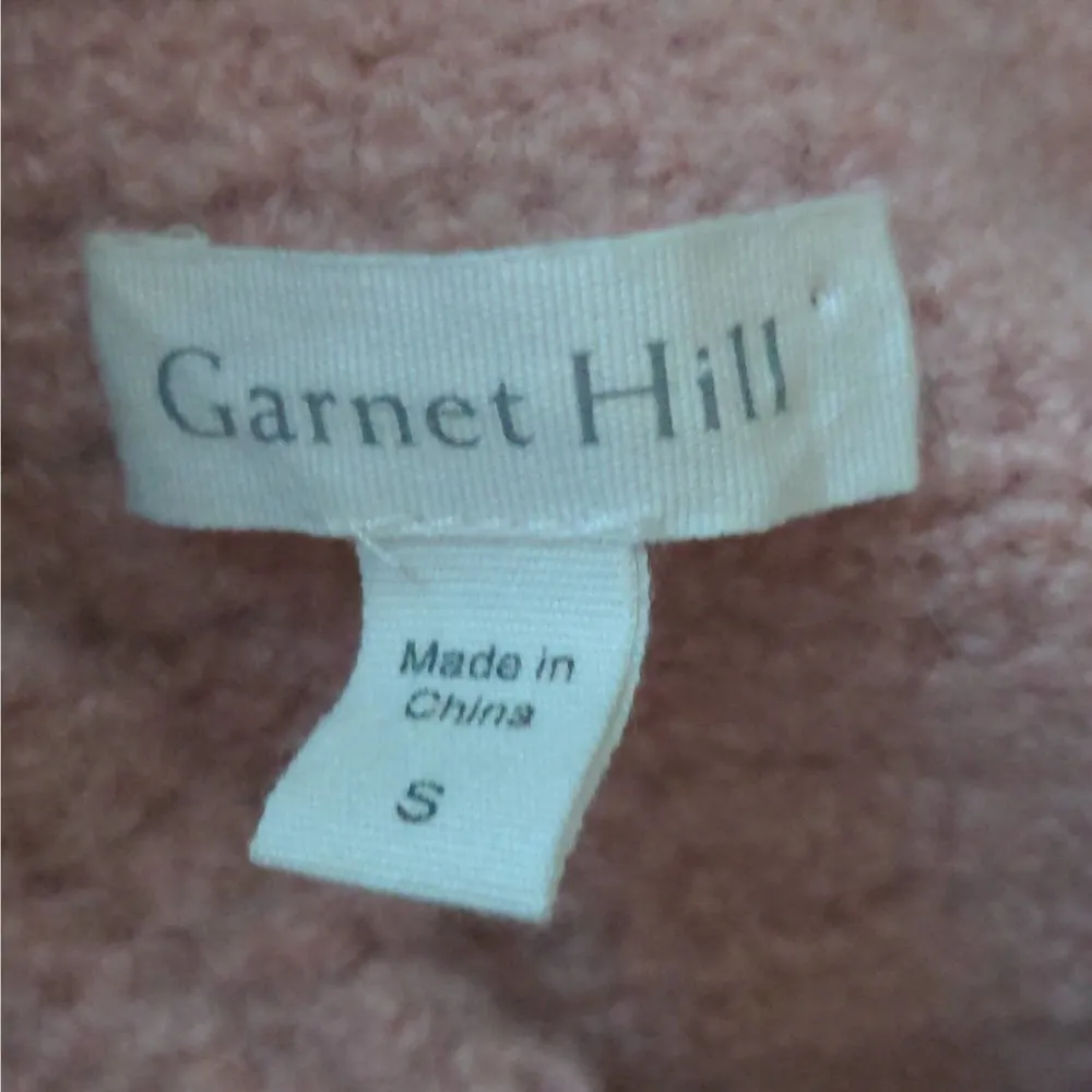 Garnet Hill Cashmere Blend Bouclé Cropped Sweater Pink Long Sleeve Mock Neck S - Image 4