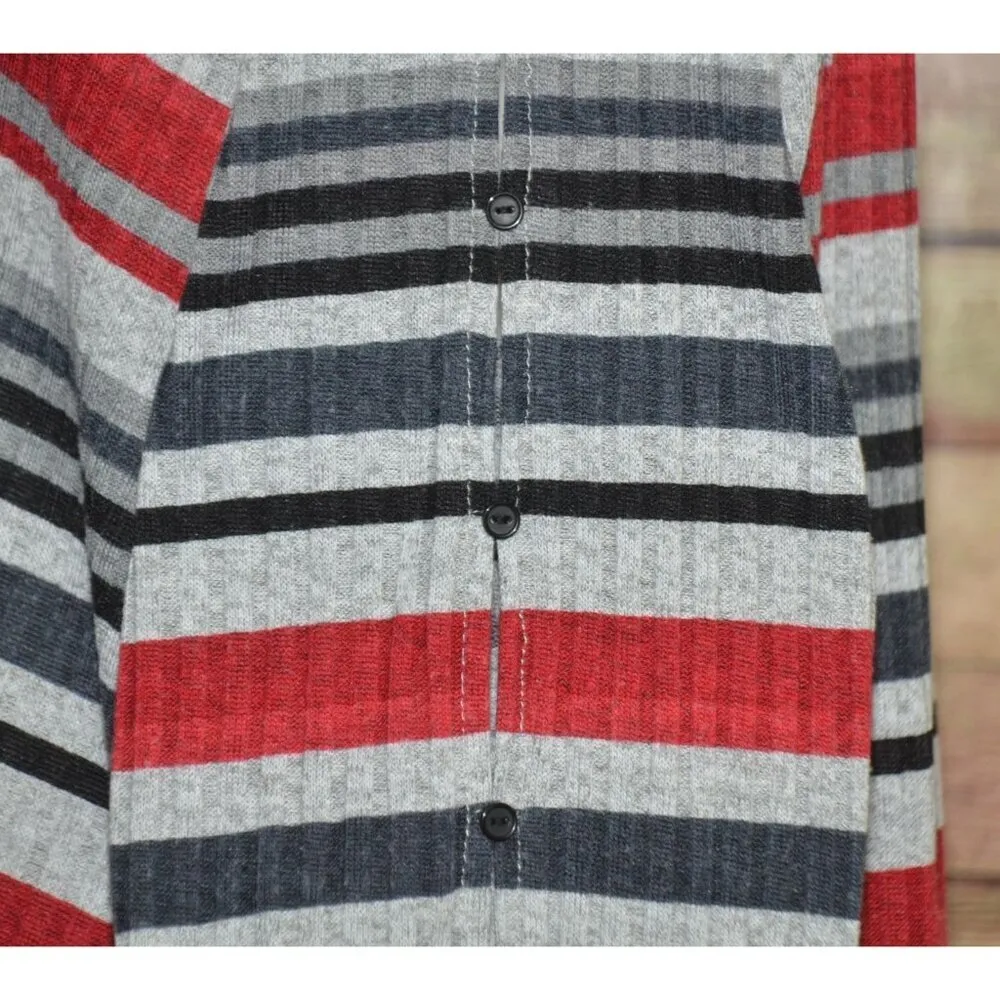 Alfred Dunner Women's 2X Striped Ribbed 3/4 Sleeve Knit Top Shirt Beaded V-Neck - Image 6