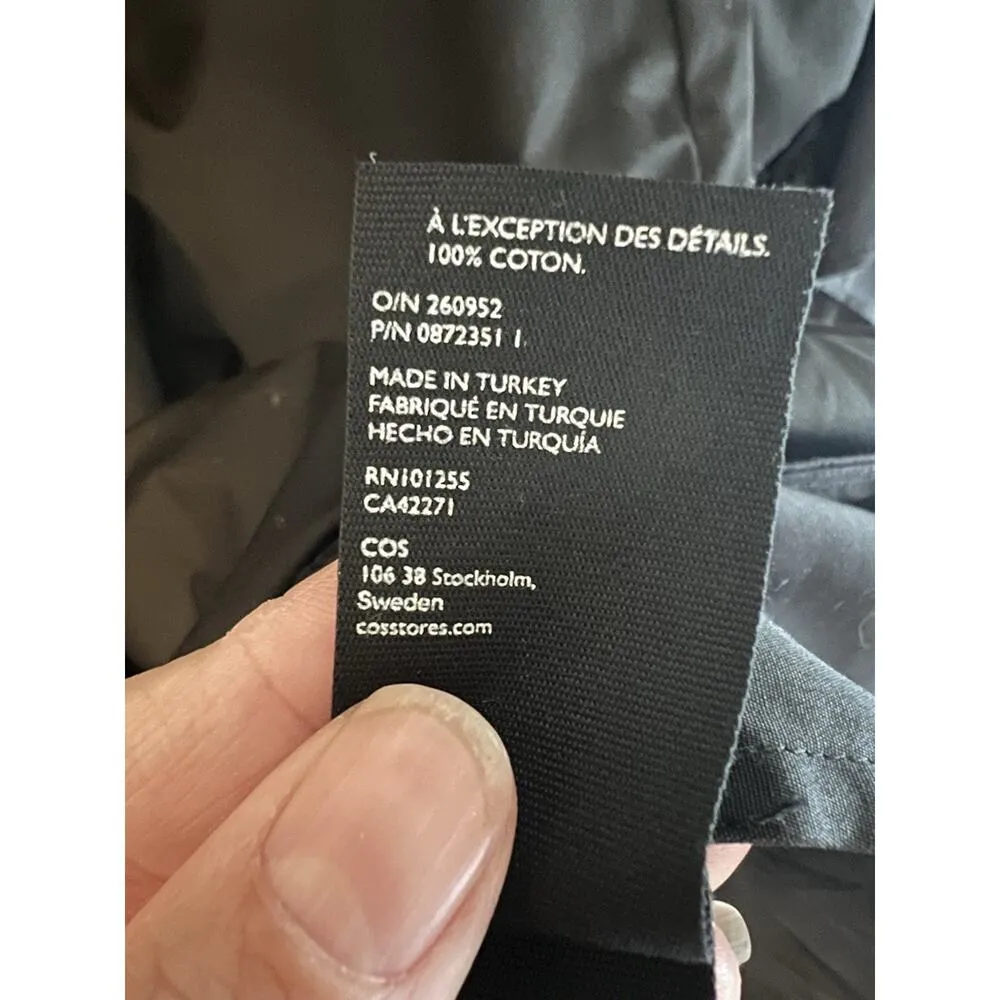 COS Dress Womens Size 4 Black Sleeve Ruffles Crisp Cotton Minimalist Evening - Image 7