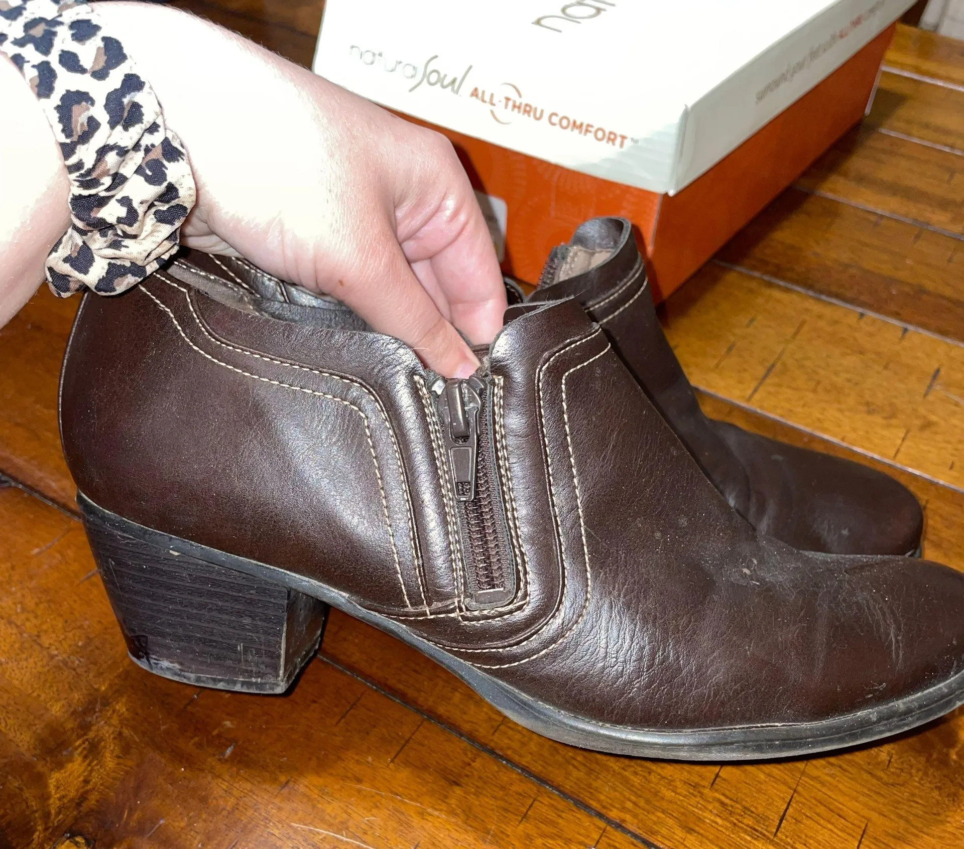 All-Thru Comfort Kasta Brown Booties Size 8 - Image 2