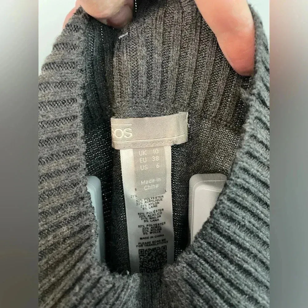 ASOS  split side turtleneck grey sweater‎ size 6 -B12 - Image 3