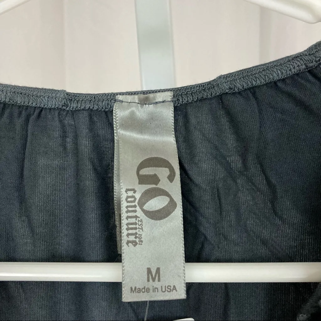 Go Couture Nordstrom Women’s Navy Blue Tie-Dye Ruffle Shoulder Top - Image 3