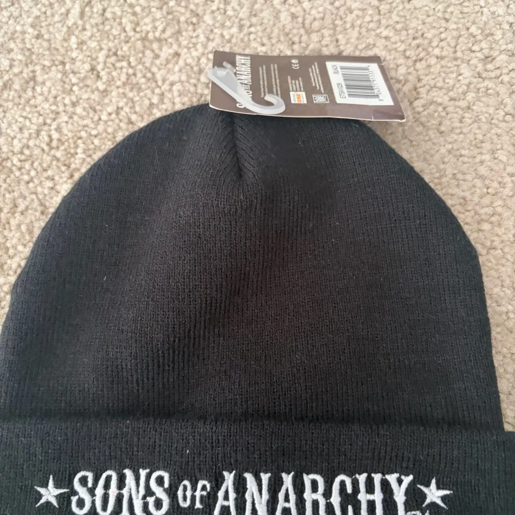Sons of Anarchy Black Knit logo winter casual Beanie Hat Logo Cuffed unisex NWT - Image 5