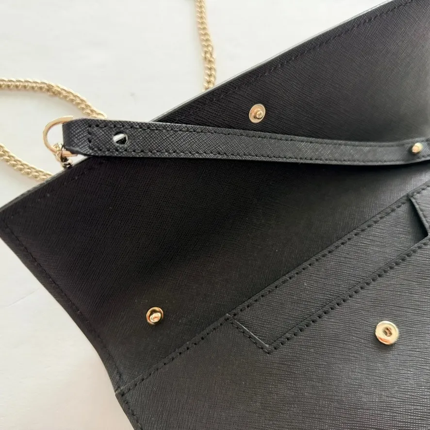 Kate Spade Cannon Street Brennan Crossbody Purse Black Leather Chain Clutch - Image 5