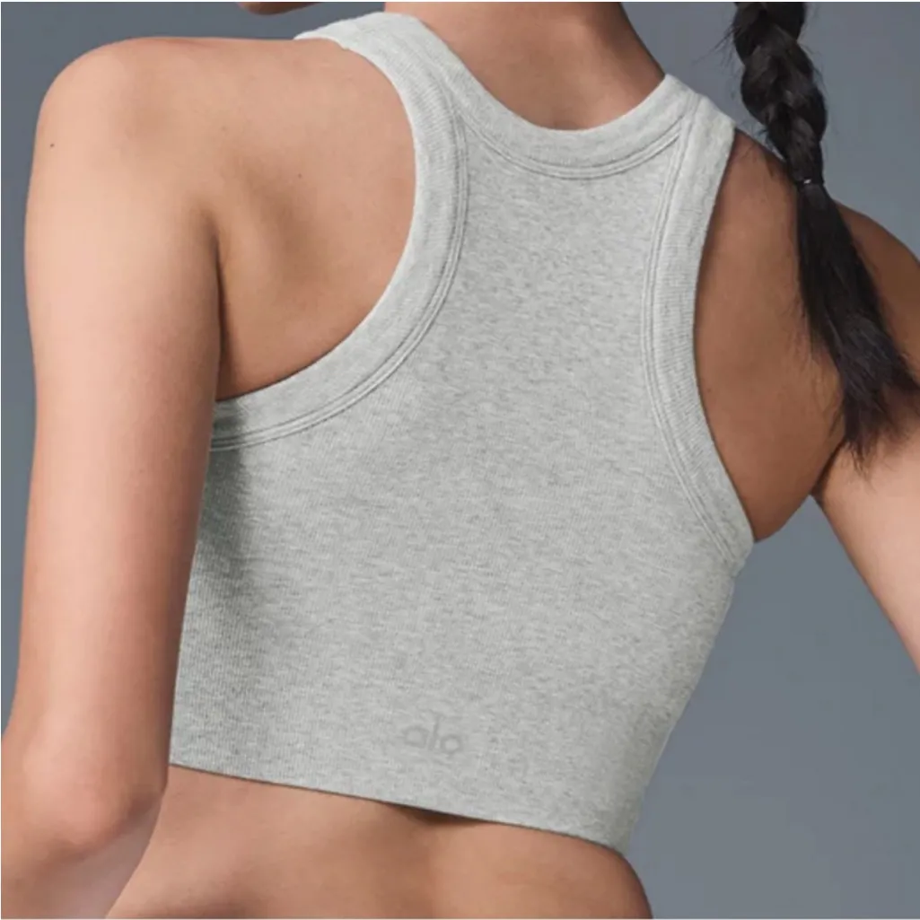ALO Yoga Gray Ribbed Tank Top - Image 5