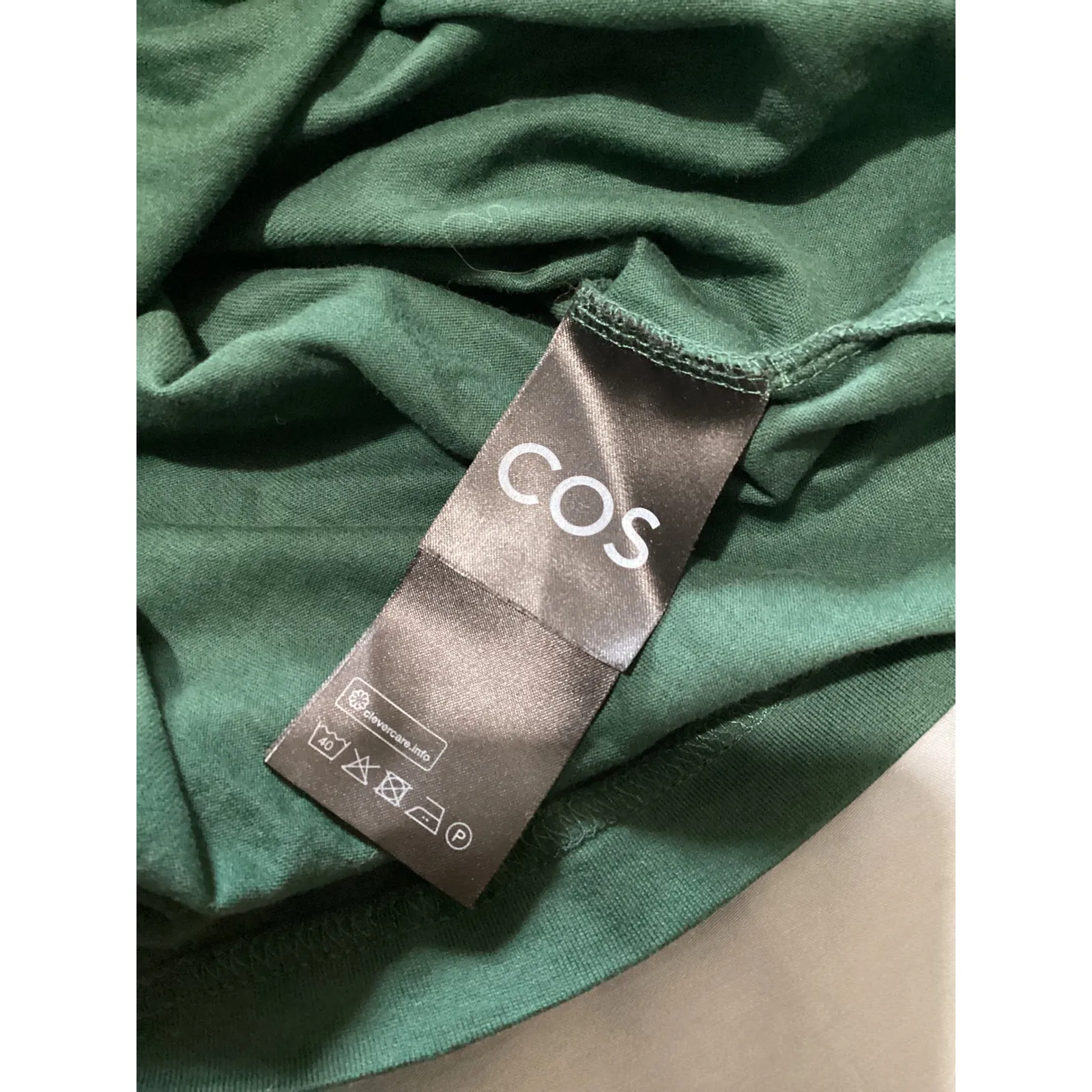 COS Oversized Mock Neck 3/4 Sleeve Tunic Top Green Cotton Women's M - Image 4