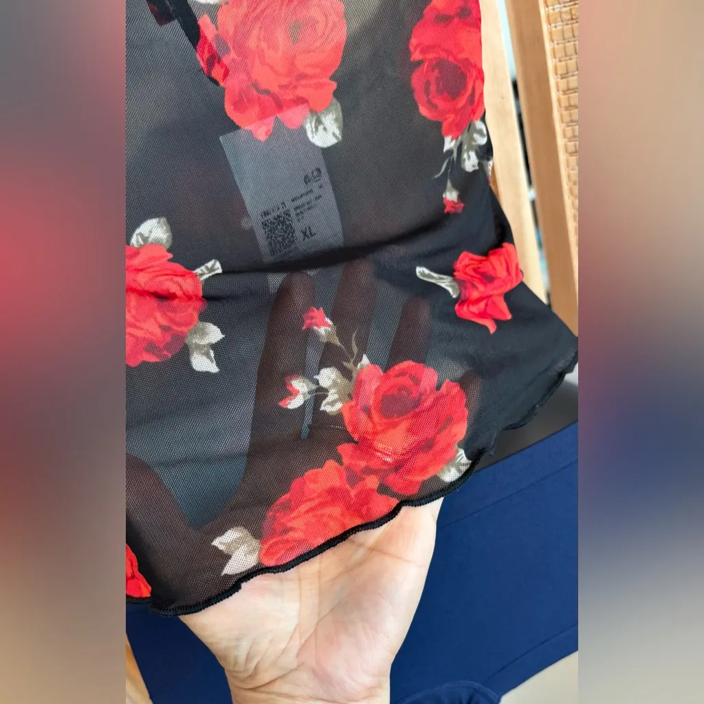 NWT Forever 21 Bring Me Roses sheer strapless halter top swim wear club blouse - Image 9