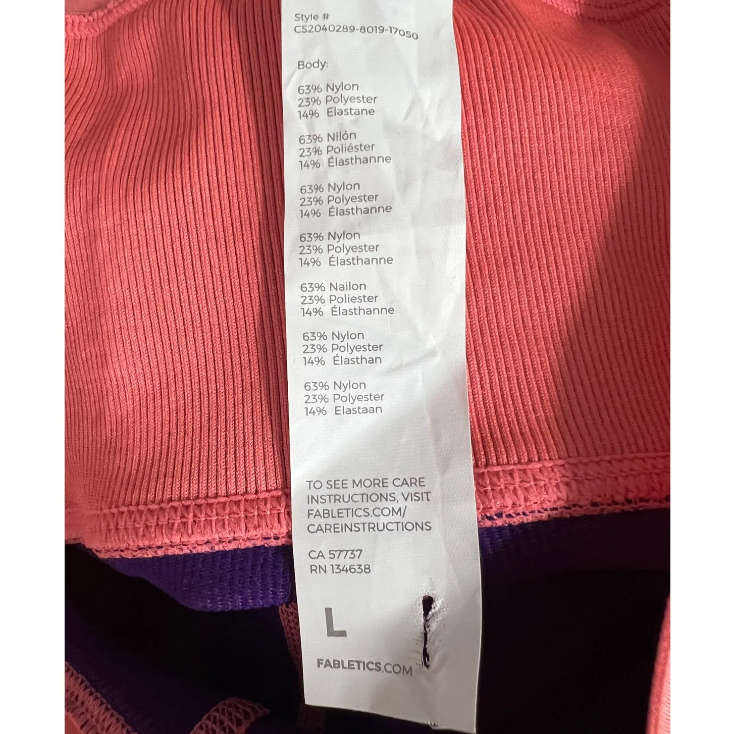 Fabletics Biker Shorts Womens Stripe Lines Bicycle Stretch Pink‎ Blue Size Large - Image 2