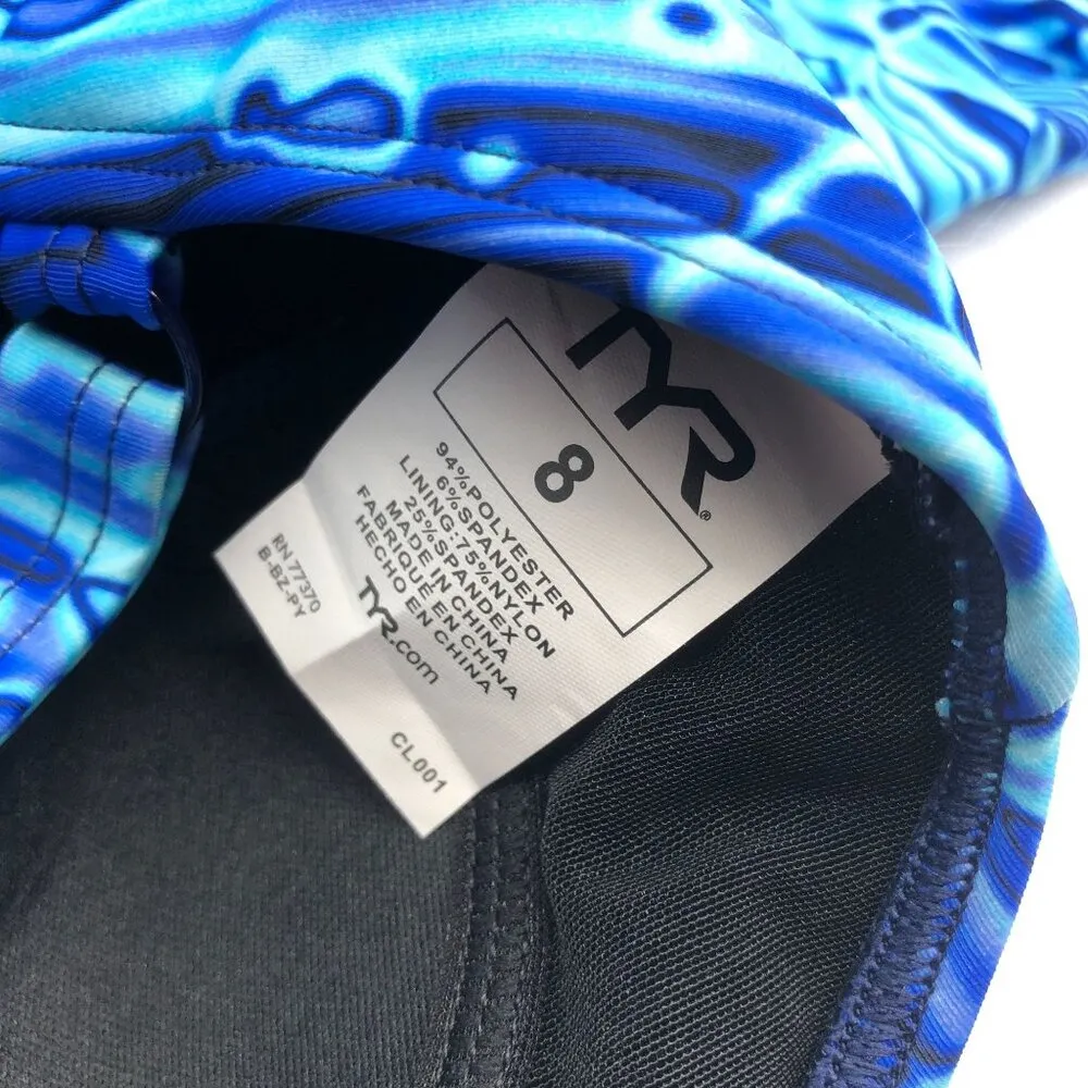 TYR Womens Lucid V-Neck Sheath One Piece Swimsuit Swimdress Blue 8 - Image 7