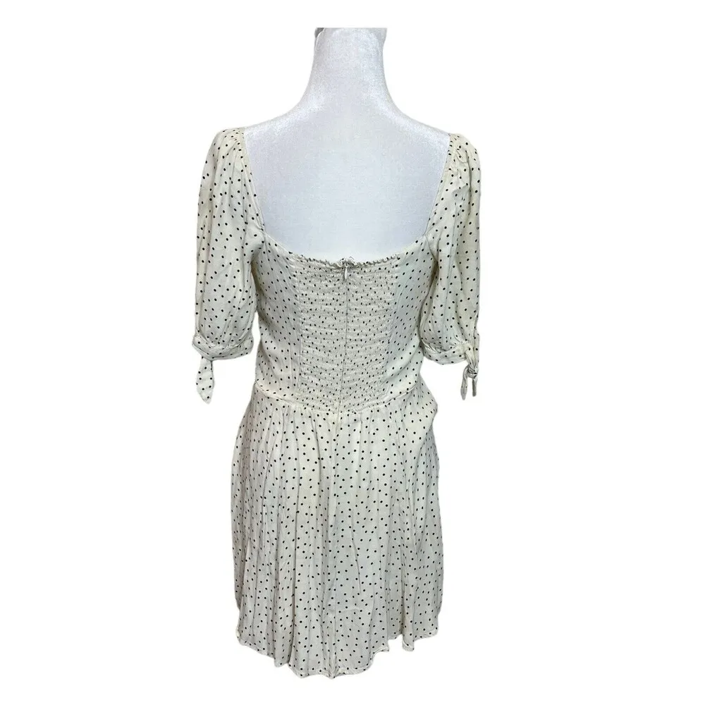 Reformation Quin in Pepper Polka Dot Mini A Line Smocked Dress Women’s Size 12 - Image 2