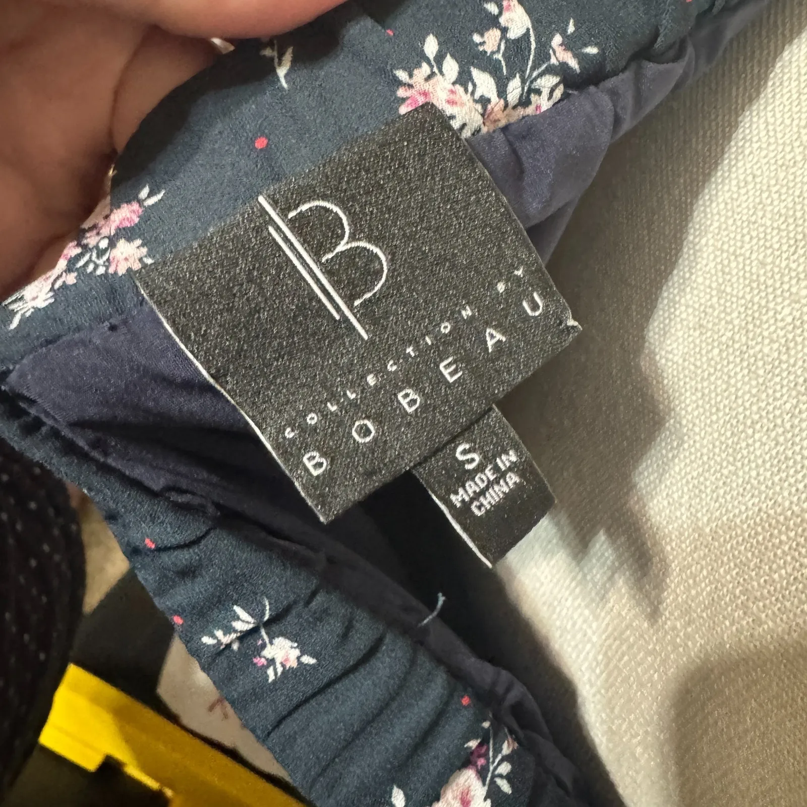 Bobeau Women's Pull-On Skirt Size S Navy Blue Floral Knee Length Flare - Image 4