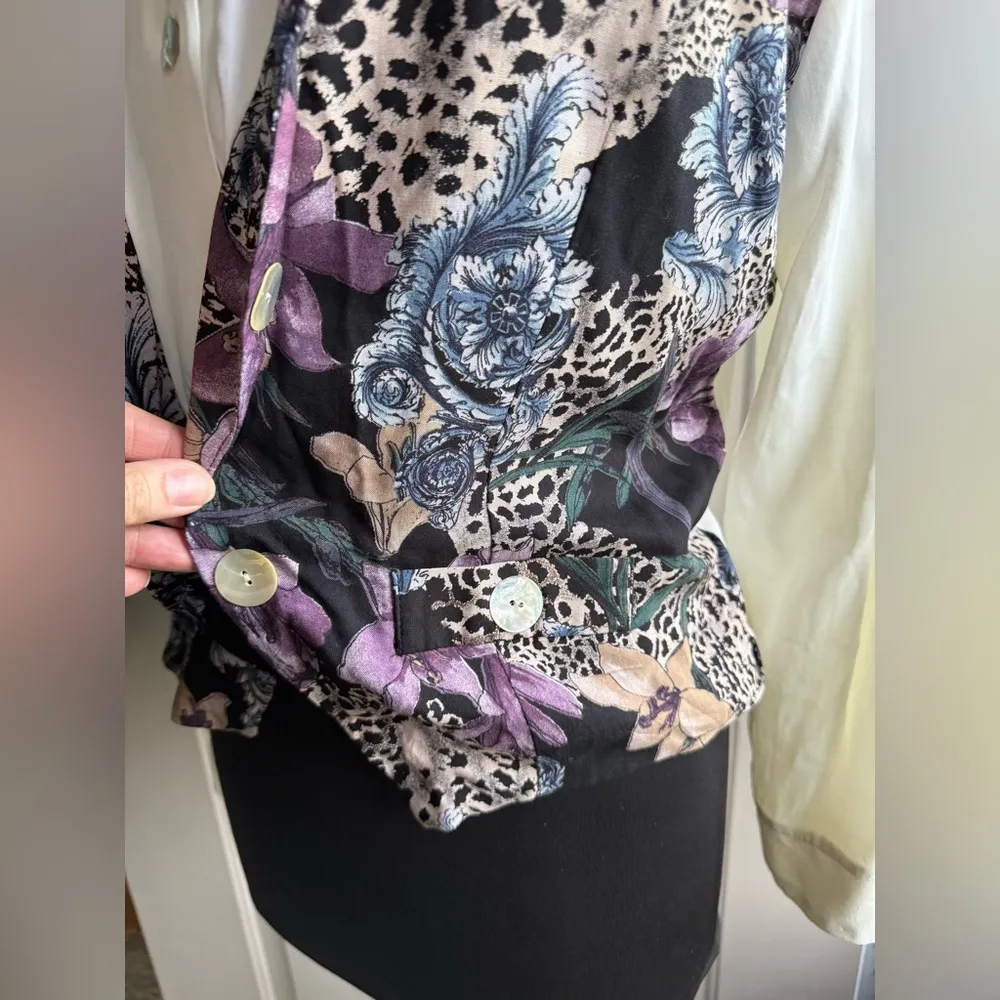 Vintage Trés Paquette Byer CA animal print vest blouse, size large White - Image 11