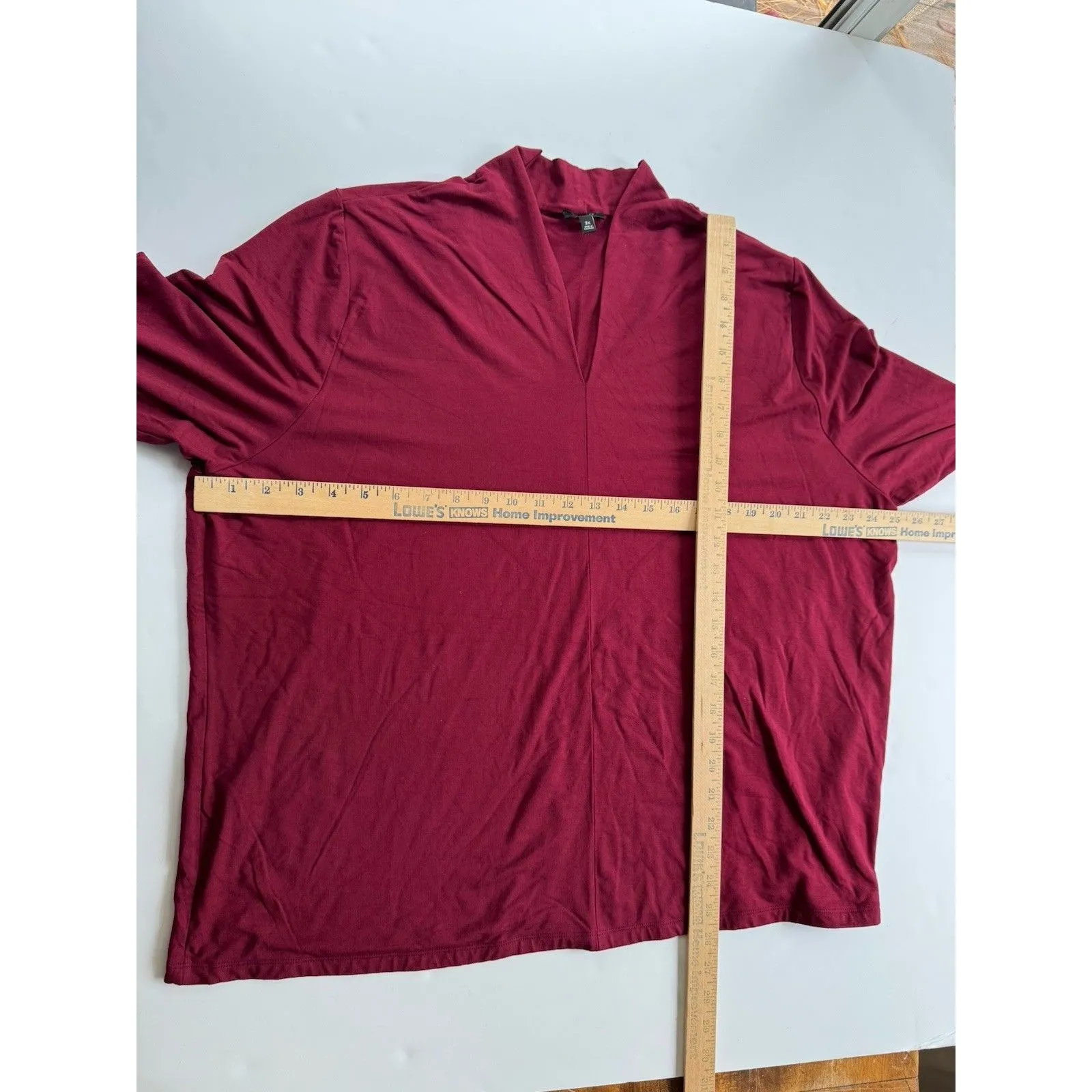 Talbots Burgundy Pullover Knit Blouse High Collar Long Sleeves Size 3X - Image 8