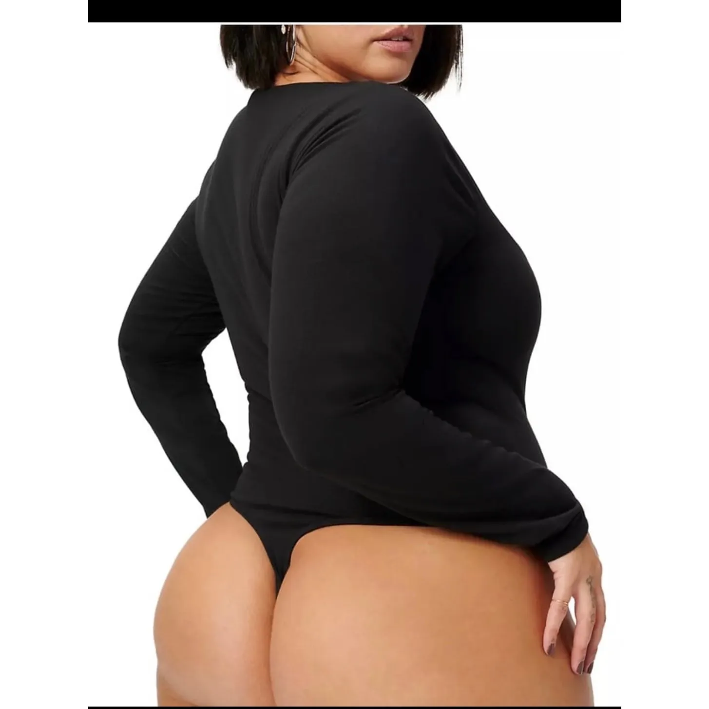 Brand New Good American Women's Size 4 Black Long Sleve One Piece Bodysuit - Image 7