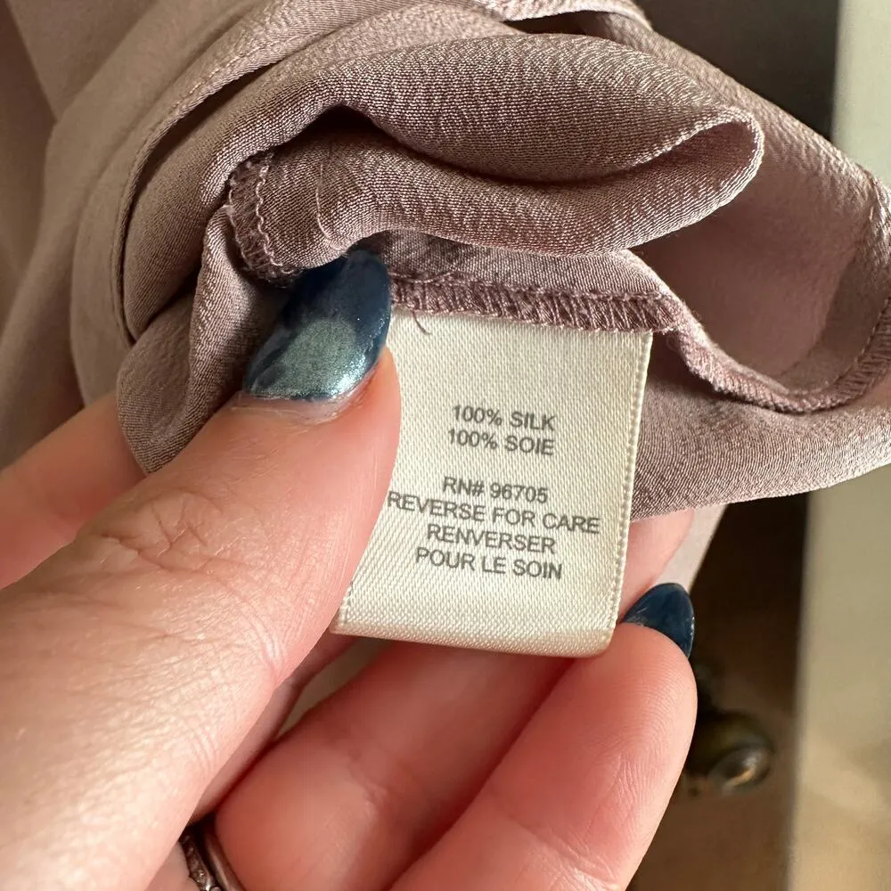 REBECCA TAYLOR | Dusty Purple Ruffle Neck Silk Camisole Balletcore| Size 8 - Image 6