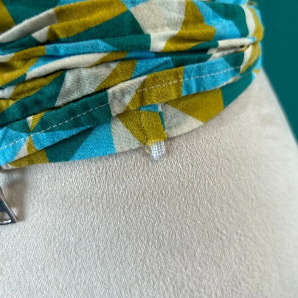 Marissa Webb Blue Yellow Geometric Print Tie Waist Corset Top Size 6 - Image 5
